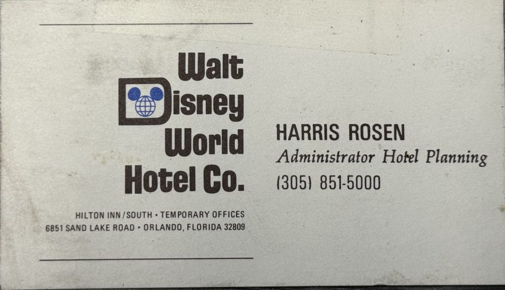 Harris Rosen Walt Disney World Business Card